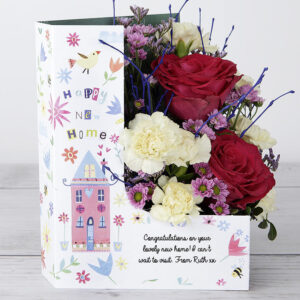 New Home Celebration Flowers with Dutch Roses, Spray Carnations, Chrysanthemums, Pistache and Lilac Birch Twigs