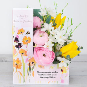 Mother’s Day Flowers with Paperwhite Narcissus, Ranunculus, Yellow Tulips and Eucalyptus