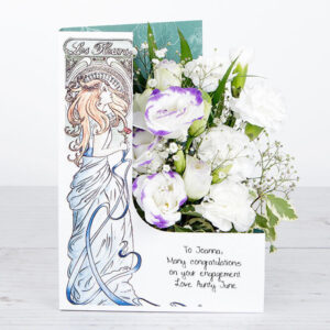White Spray Carnations and Lisianthus Personalised Flowercard